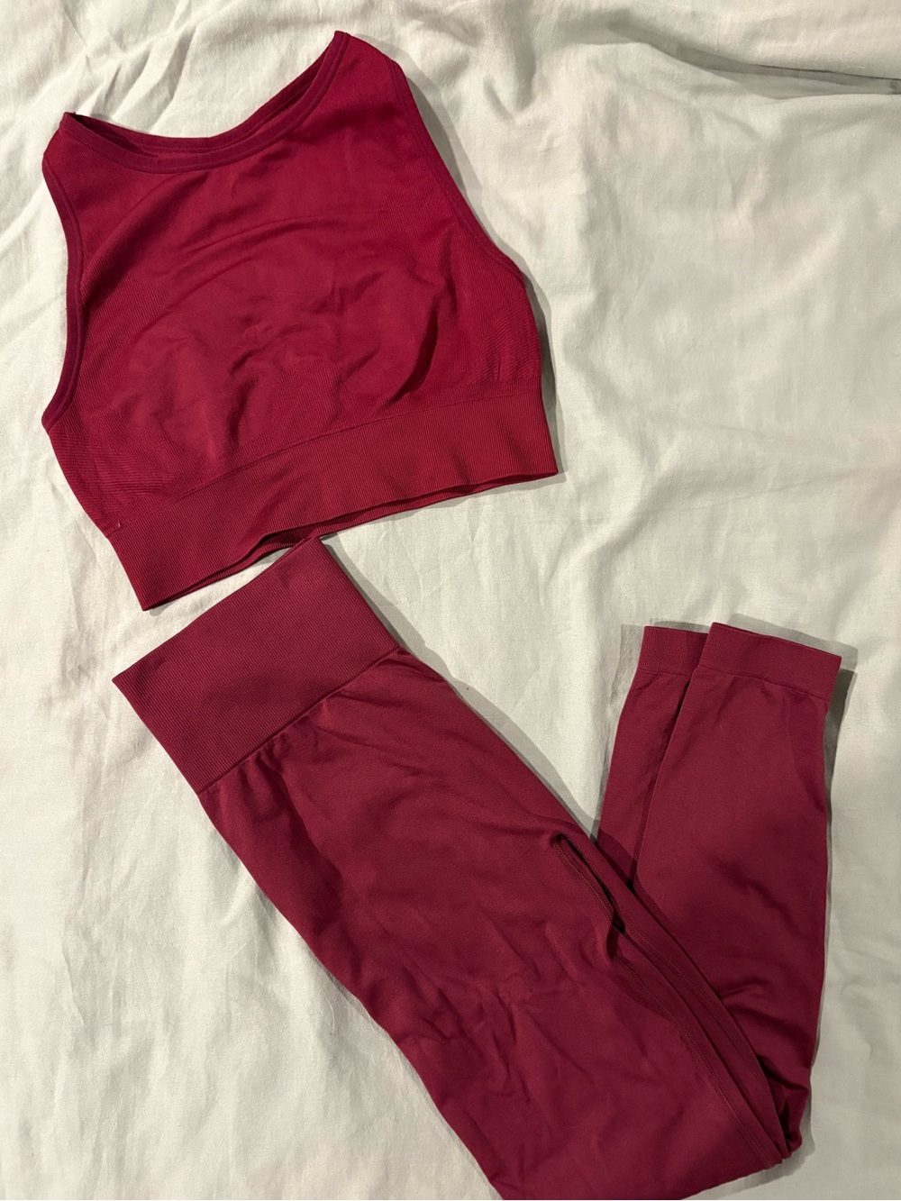 Seamless High-Waist Leggings & sports bra set - Burgundy